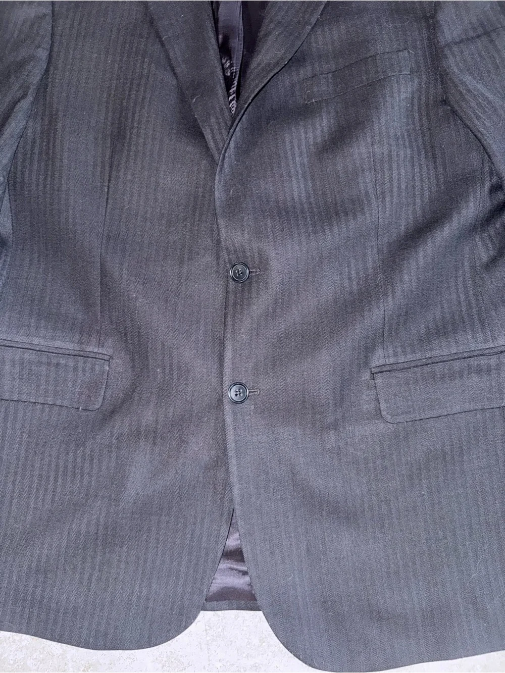 Brooks Brothers 346 Stretch Wool Blazer Sport Coat 43R Black Herringbone 2 Btn
